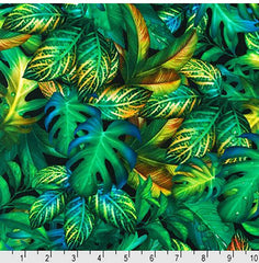 *Tropical - Fantastic Forest - Compact Tropical Leaves - ATZD-20175-48 - Jungle Green - Last 2 1/2 Yards