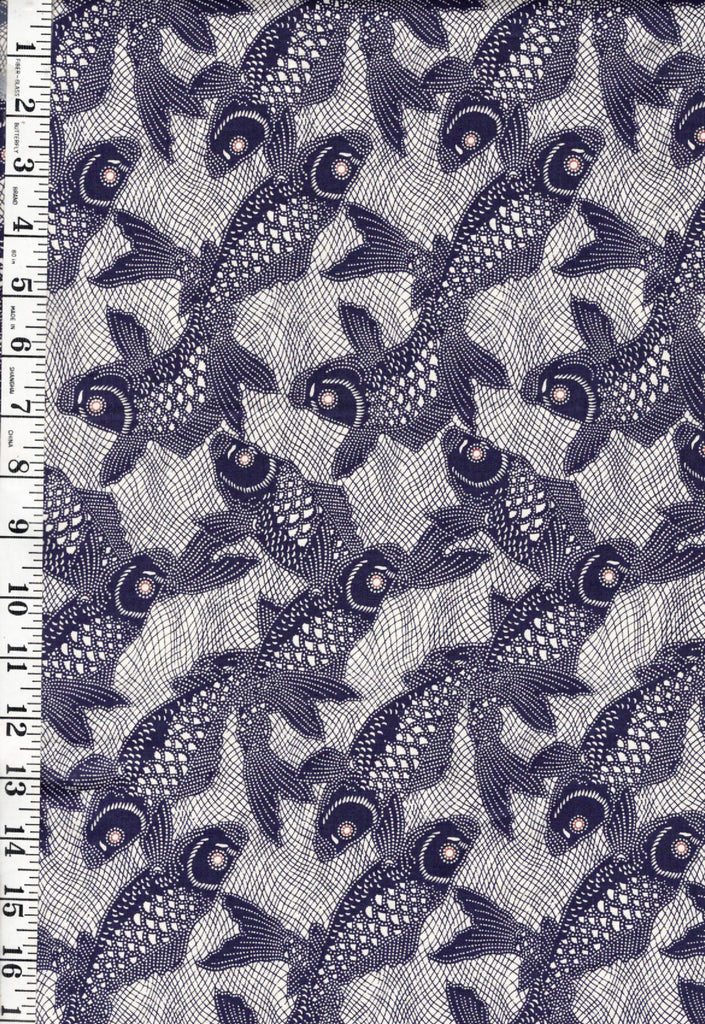 *Asian - Honoka Flying Fish (2011) by Anna Griffin - CF9009 - Indigo - Last 1/2 yard