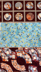 Kona Bay - Floral Fans, Small Floating Fans & Circle Squares - 3 pieces - 1/3 yard each (12" x 44") - Copper, Blue & Aqua
