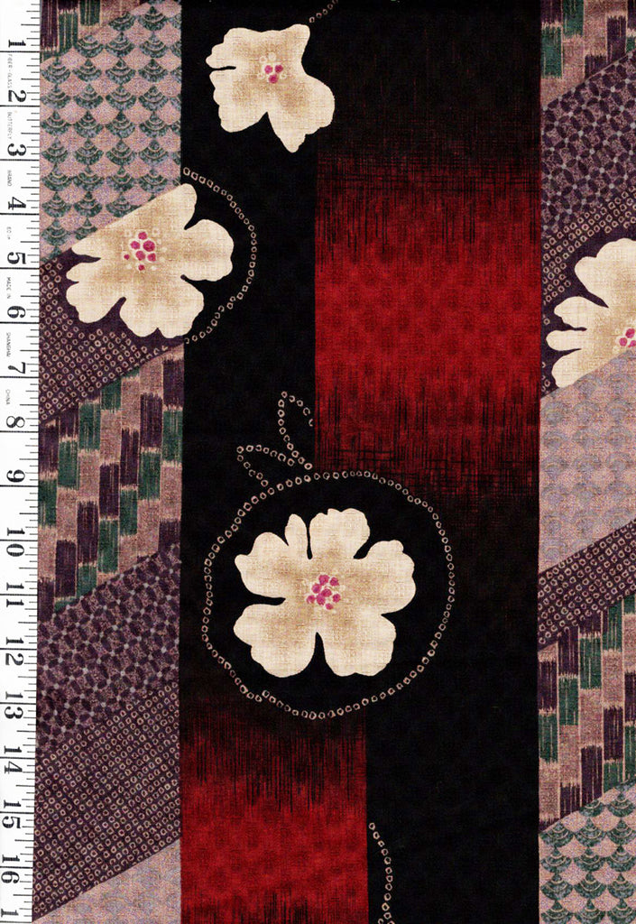 Japanese - Kobayashi Floral Stripe - Last 1 yard