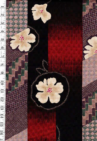 *Japanese - Kobayashi Floral Stripe - Last 2 7/8 yards