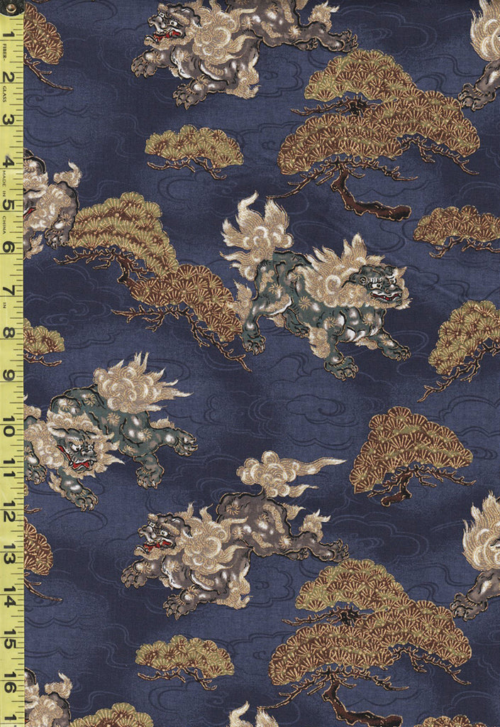 *Japanese - Naka Foo Dogs & Japanese Pines - N-2700-10E - Navy