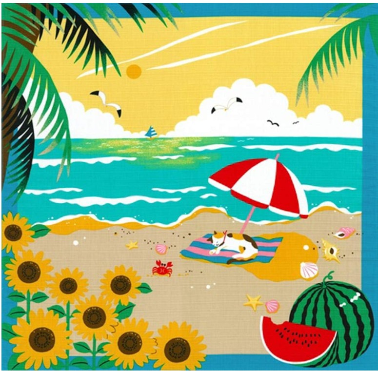 Furoshiki - Japanese Wrapping Cloth - Tama Cat on Vacation