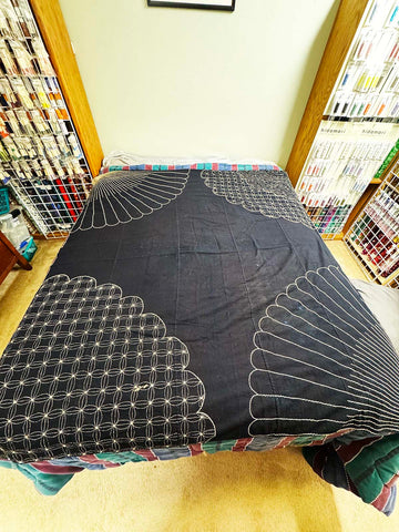 *Japanese Tablecloth - Futon Cover - Vintage with Sashiko - Indigo - X Large Size - 60