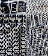 *Yukata Geometric Assortment Pack - 6 - 1/2 yard Pieces - Indigo & White with Pin Cushion Pattern