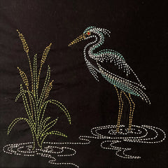 Sashiko - Pre-printed Panel - Sashiko Scenes - Great Blue Heron