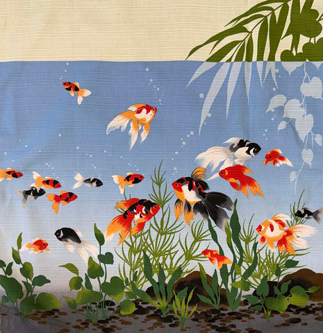 Furoshiki - Japanese Wrapping Cloth - Goldfish - Multi-Colors - ONE ONLY