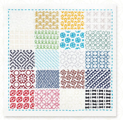 Sashiko Pre-printed Sampler - Olympus - Design Cloth # 1021 - Pre-printed 5mm DOTTED GRID for Sashiko - WHITE