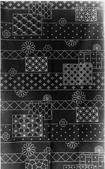 Sashiko Pre-printed Panel - HM-19 - Sampler Blocks & Floating Flowers - BLACK