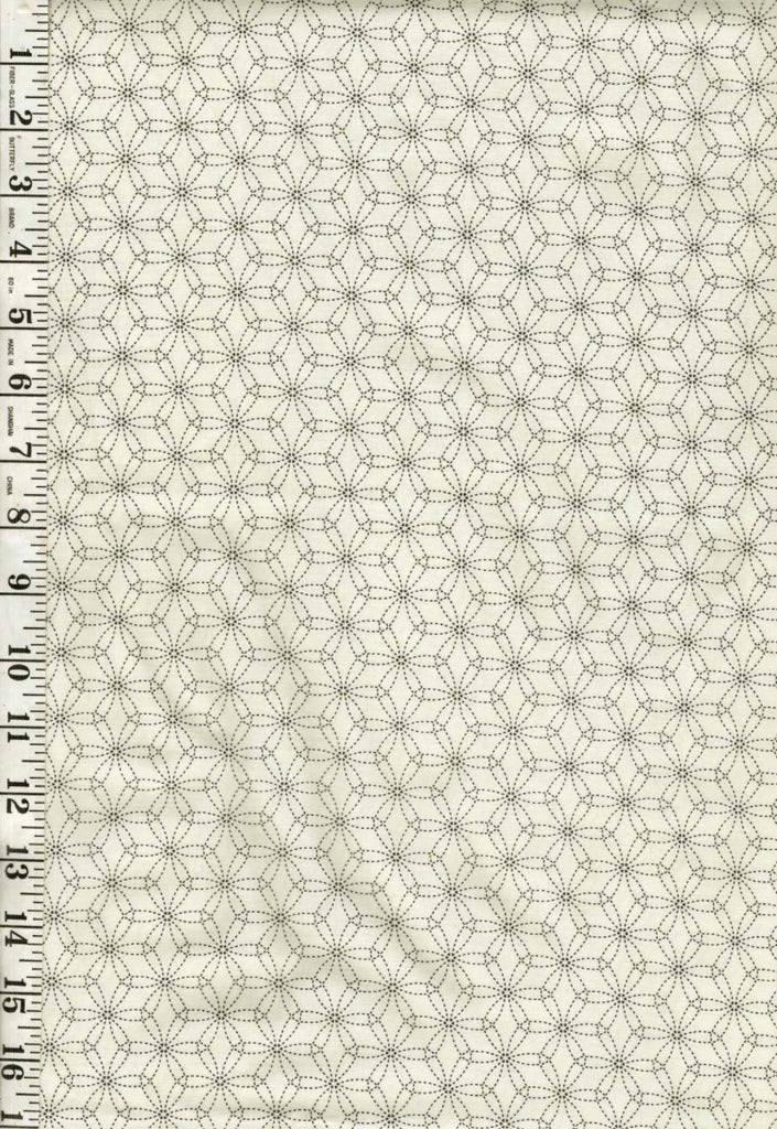 *Asian - Kyoto Garden - Hana-zashi Sashiko Design - Cream - # 23277 - Last 1 Yard