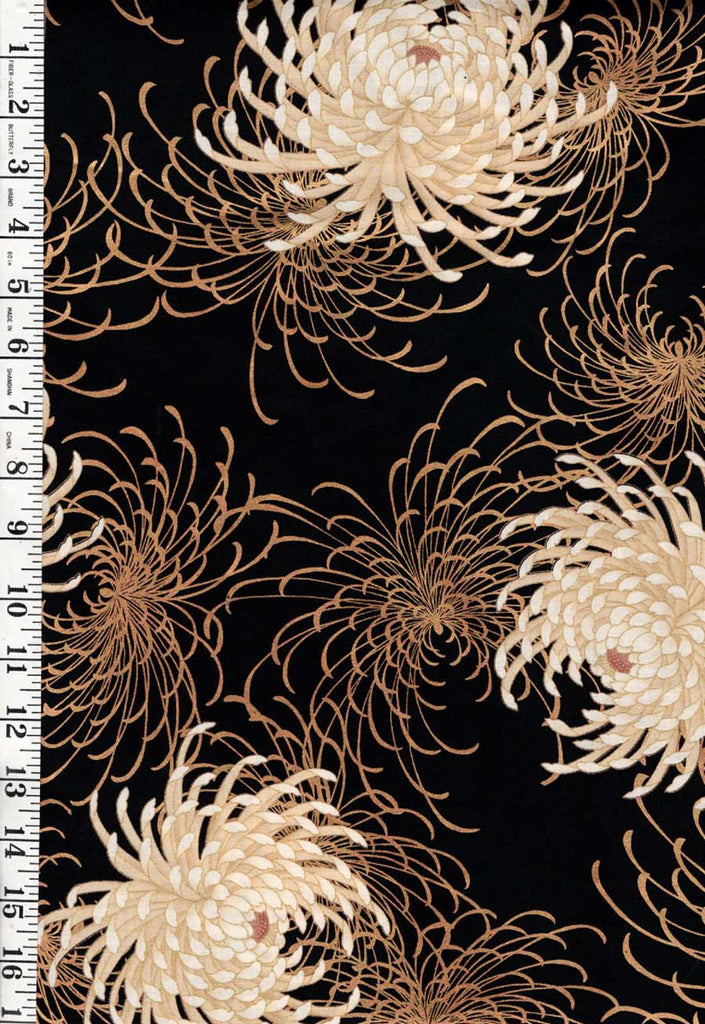 Asian - Hoffman Hanami Spider Mums - Cream & Gold Metallic - H8710 - Black