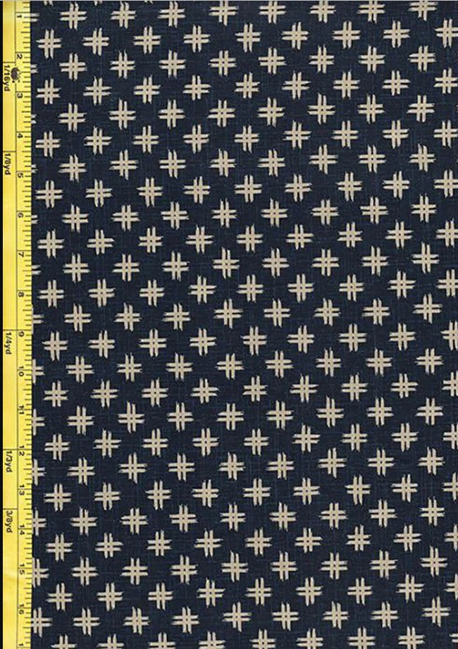 *Japanese Indigo - Tan Hashtag (5/8") - KW-3655-4A - Indigo - Half Yard Pieces