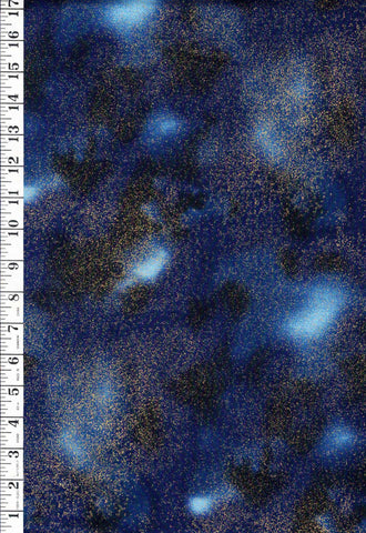 *Novelty - Hoffman Celestial Skies - S7738 - Royal Blue, Navy & Gold Metallic - By the Yard
