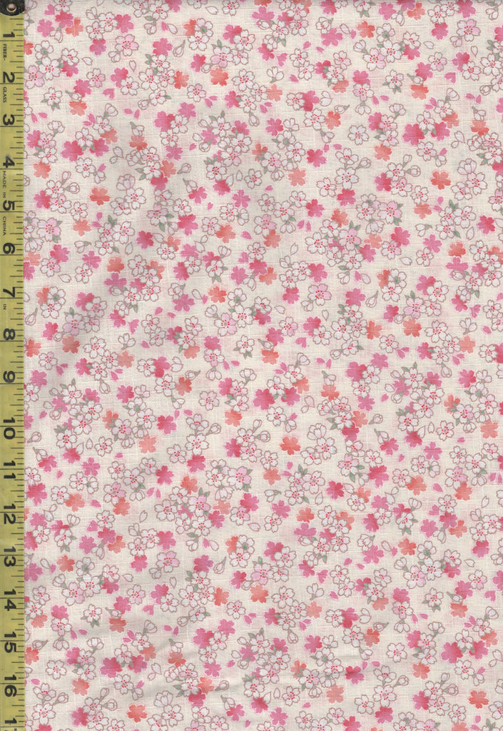 *Japanese - Hokkoh Tiny Colorful Cherry Blossoms - Dobby Weave - 1023-1120-1A - Cream