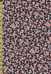 *Japanese - Hokkoh Tiny Colorful Cherry Blossoms - Dobby Weave - 1023-1120-1E - Black