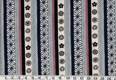 *Japanese - Hokkoh Japanese Motif Stripes - Dobby Weave - Last 1 yard