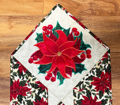 *Quilt - Table Runner Quilt - Holiday Poinsettias