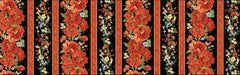 *Asian - IMPERIAL BLOOM - Peony & Floral Stripe - CM4372-BLACK - By the Half Yard