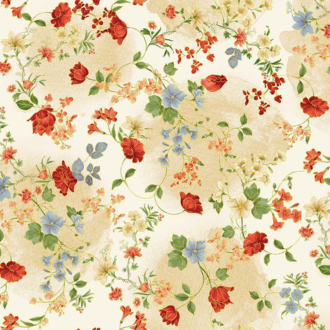 *Asian - IMPERIAL BLOOM - Floating Floral Branches  CM4375-CREAM - By the Half Yard