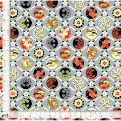 *Asian - IMPERIAL BLOOM - Decorative Diamond Floral Medallions - CM4377-GRAY - By the Half Yard