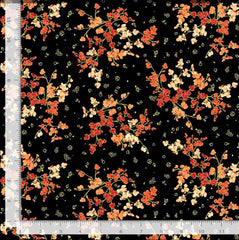 *Asian - IMPERIAL BLOOM - Tiny Floral Blossom Branches - CM4378-BLACK - By the Half Yard