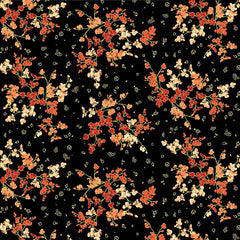 *Asian - IMPERIAL BLOOM - Tiny Floral Blossom Branches - CM4378-BLACK - By the Half Yard