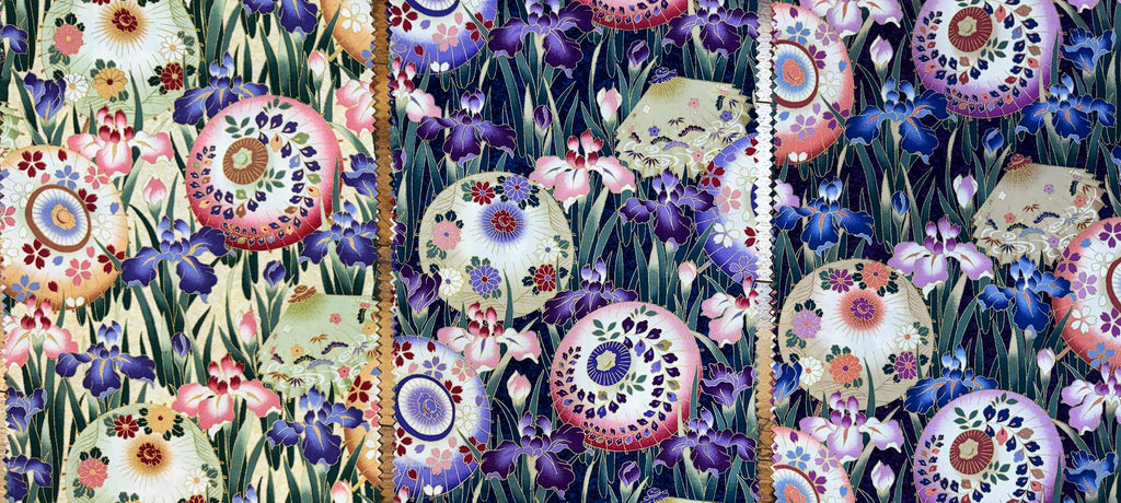 Asian - Kona Bay - Iris & Umbrellas - 10" x 15" - 3 Colors x 2 Pieces Each (6 Pieces)