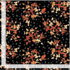 *Asian - IMPERIAL BLOOM - Tiny Floral Blossom Branches - CM4378-BLACK - By the Half Yard