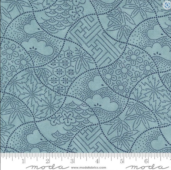 *Japanese - Moda Indigo Blooming - Japanese Weights with Traditional Motifs - 48094-13 - Blue - Last 3/8 Yards