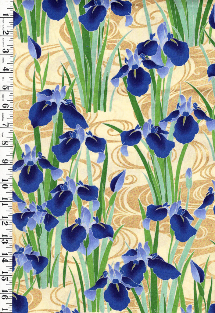 *Japanese - Naka Iris & River Swirls - Blue- N-1500-2A - By the Half Yard