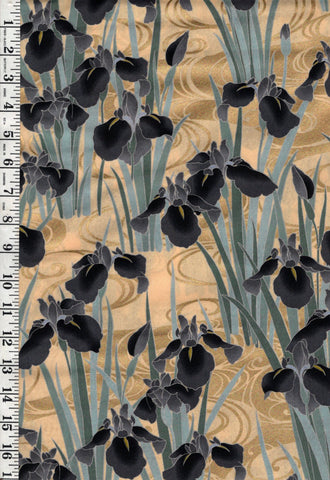 *Japanese - Naka Iris & River Swirls - Charcoal - N-1500-2B - By the Half Yard