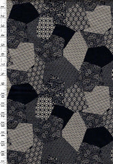 Japanese - Hanamomen Abstract Japanese Motif Patchwork - Navy & Tan - Last 1 yard