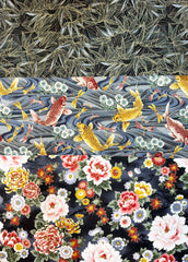 Asian - Kona Bay (2012 - 2015) - Colorful Koi, Bamboo & Peonies - One-Third (1/3) yard Bundle - 3 pieces - 1/3 yard each - ONE ONLY