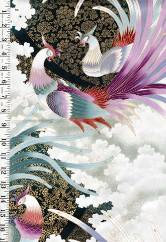 *Asian - Kona Bay - Elegant Colorful Birds in the Clouds (2006) EMPE-04 - Last 1  1/8 yard