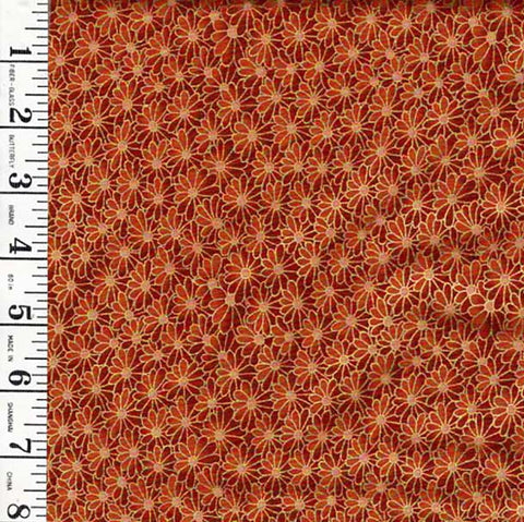 Asian - Kona Bay - Small Compact Daisies - MIKO-03 - Last 1 yard - Brown