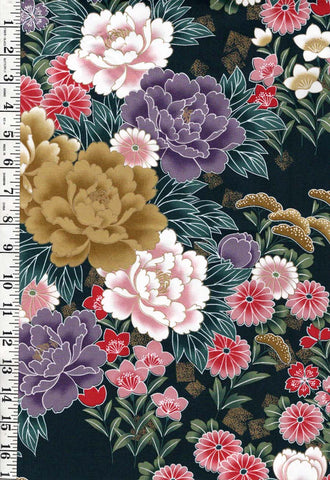 Asian - Kona Bay - Floral Garden (2001) - Hunter Green - Last 1 yard