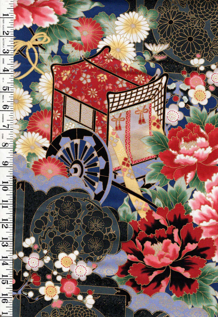 Asian - Kona Bay - Flower Cart, Floral Medallions & Peonies (2007) - Multi-Colors - Last 30"