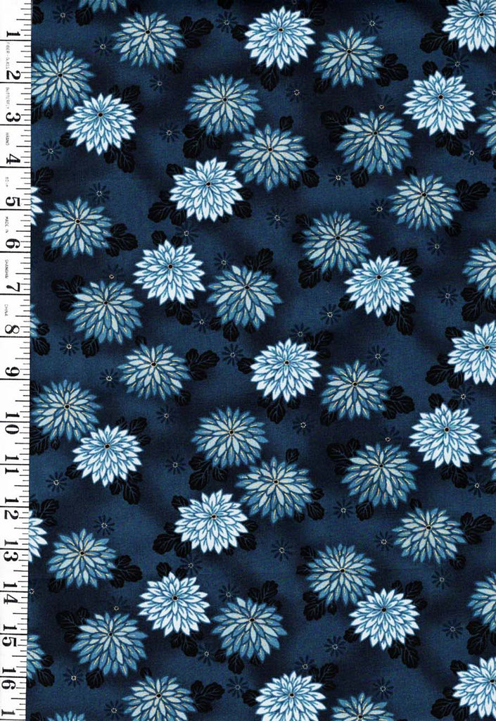 Asian - Kona Bay - Floating Mums - Nobu-20 - Dark Navy & Blue - Last 1 yard