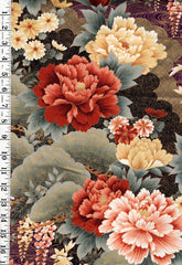 Asian - Kona Bay - Nobu Peonies, Maple Leaves & Wisteria - Nobu 66 - Multi-Colors - Last 1 2/3 yards