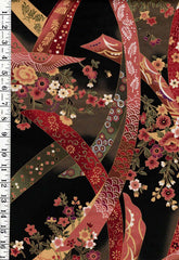 Asian - Kona Bay - Nobu Floral Noshi Ribbons - Noshi 01 - Black