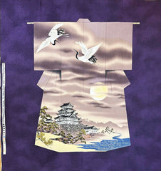 Asian - Kona Bay - Flying Cranes & Osaka Castle Kimono PANEL (2006) KIMO-TS - Purple