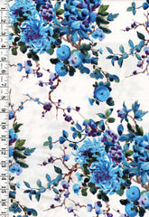 Asian - Kona Bay - Peony & Mum Floral Branches (2015) Grac-02 - 12" x 40" - Blue - Last 1