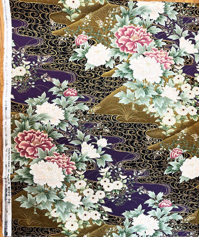 Asian - Kona Bay - Peonies & River Swirls (2002) KF-579 - Last 1 yard and 16 inches