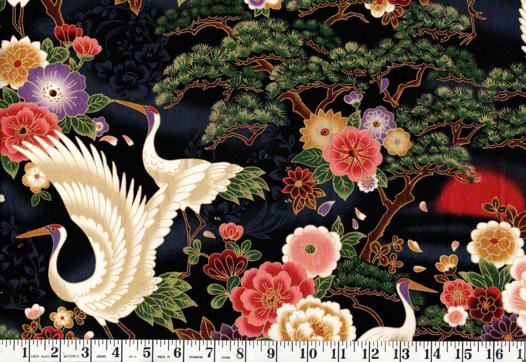 Asian - Kona Bay - Cranes & Japanese Pines (2005)- 2 Fat Quarter Bundle - ONE ONLY