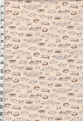*Japanese Novelty - Kokka - Little Chibi Sparrows - YKA-26040-2A - Natural - By the Half Yard