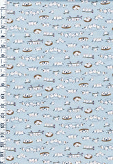*Japanese Novelty - Kokka - Little Chibi Sparrows - YKA-26040-2C - Soft Blue - By the Half Yard