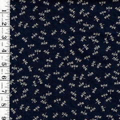 *Japanese n Novelty - Tiny Tan Dragonflies - KW-3375-1A - Dark Navy/ Indigo