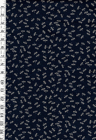 *Japanese n Novelty - Tiny Tan Dragonflies - KW-3375-1A - Dark Navy/ Indigo