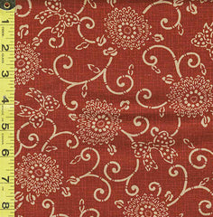 Japanese - Traditional - Tan Floral Scroll - KW-3615-1C - Brick - Last 2 1/2 Yards
