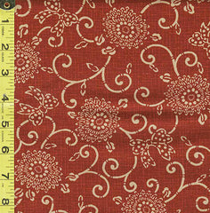 *Japanese - Traditional - Tan Floral Scroll - KW-3615-1C - Brick